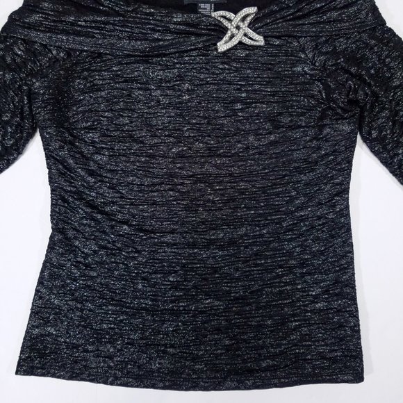 Frank Lyman 3/4-Sleeve Fancy & Cozy Shimmery Top - Picture 2 of 14